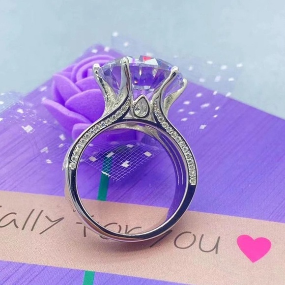 🔥10CT Certified Moissanite Diamond Excellent Cut sparkling Ring Size 7 - Picture 6 of 16